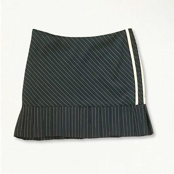 Vintage Y2K Early 2000s Butsina Paris French Pinstriped Pleated Hem Mini Skirt - Picture 1 of 16